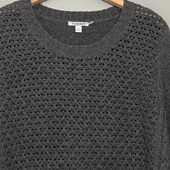 Toad & Co Size Large Charcoal Chunky Cable Knit Kintail Lambswool Sweater Tunic - Picture 3 of 12